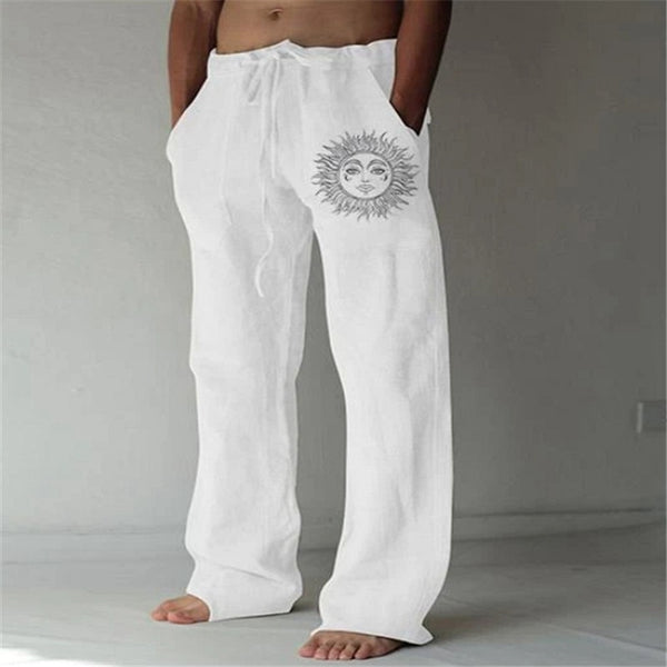 Cotton Linen Casual Loose Wide Leg Men Pants - Palo Santo Bondi